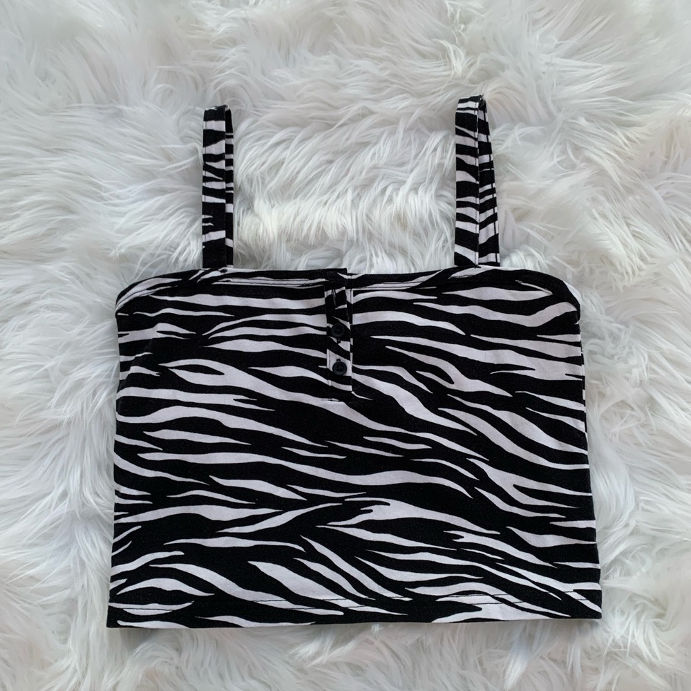 BRANDY MELVILLE black and white zebra rosalie tank
